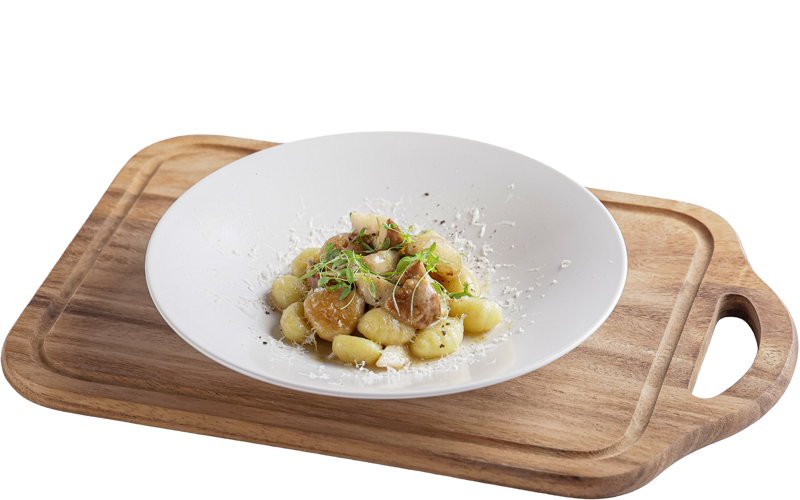 鱧のべニエ キノコと有馬山椒風味のソース