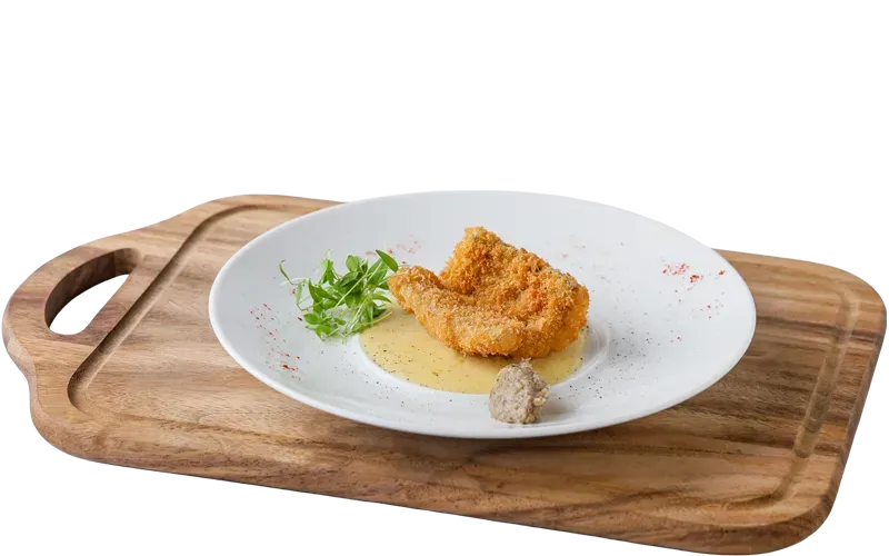太刀魚のフライ きのこのデュクセル添え～焦がしバター香るマッシュポテト～